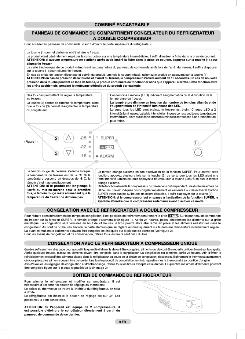 Page 1 de la notice Manuel utilisateur Candy CFBC 3150