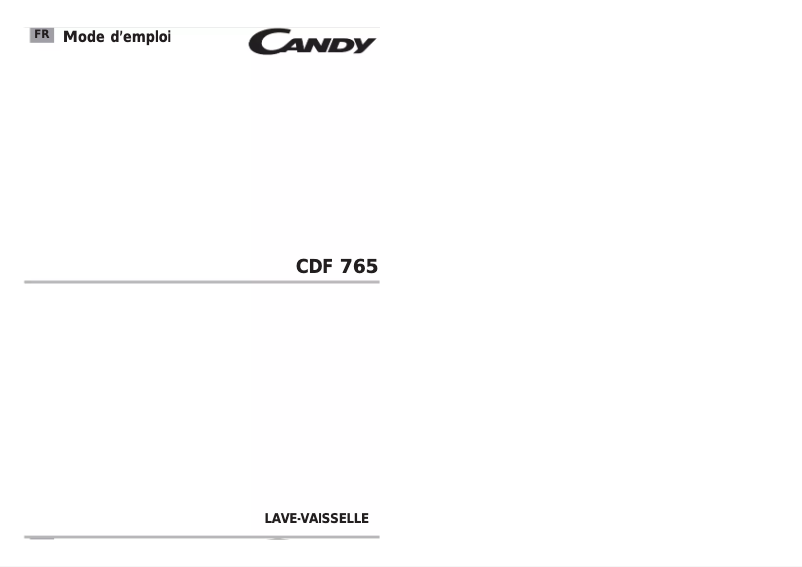 Page n°1 - Manuel utilisateur Candy CDF 765-47
