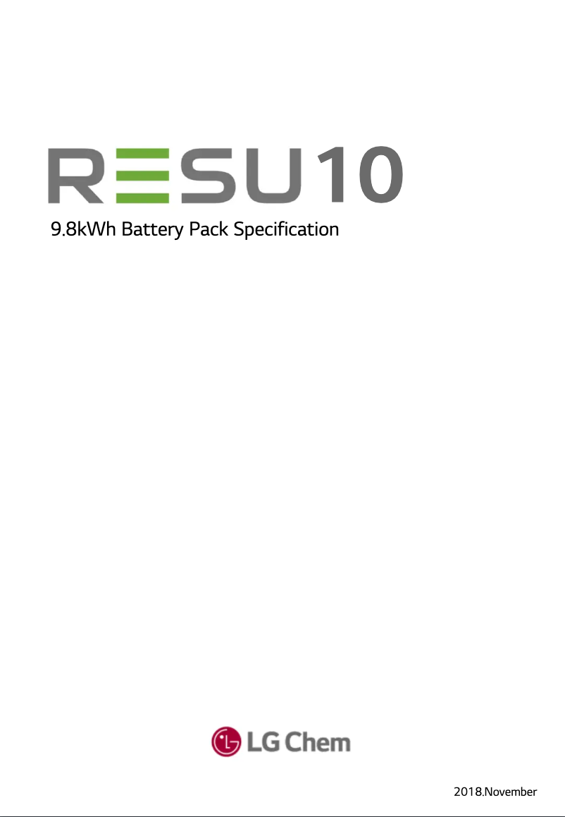 Page 1 of the manual Technical Sheet LG RESU10
