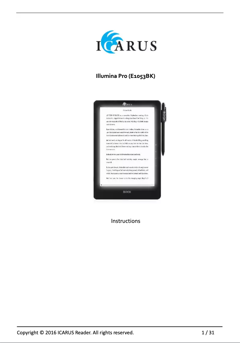 Página 1 del manual Manual de usuario Icarus Illumina Pro E1053