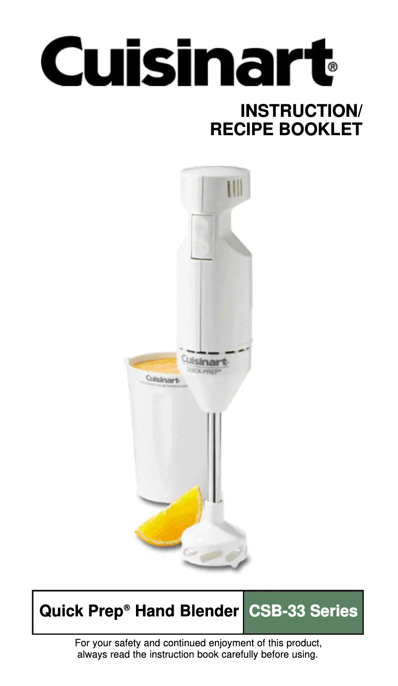 Image de la première page du manuel de l'appareil Quick Prep CSB-33