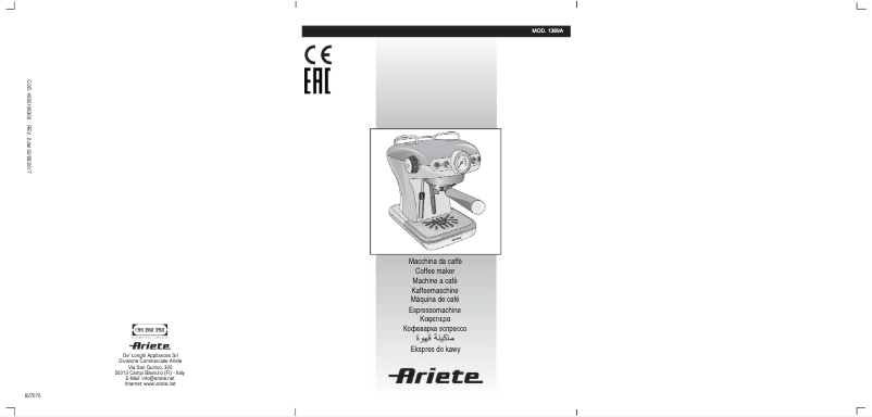 Page 1 de la notice Manuel utilisateur Ariete Classica 1389