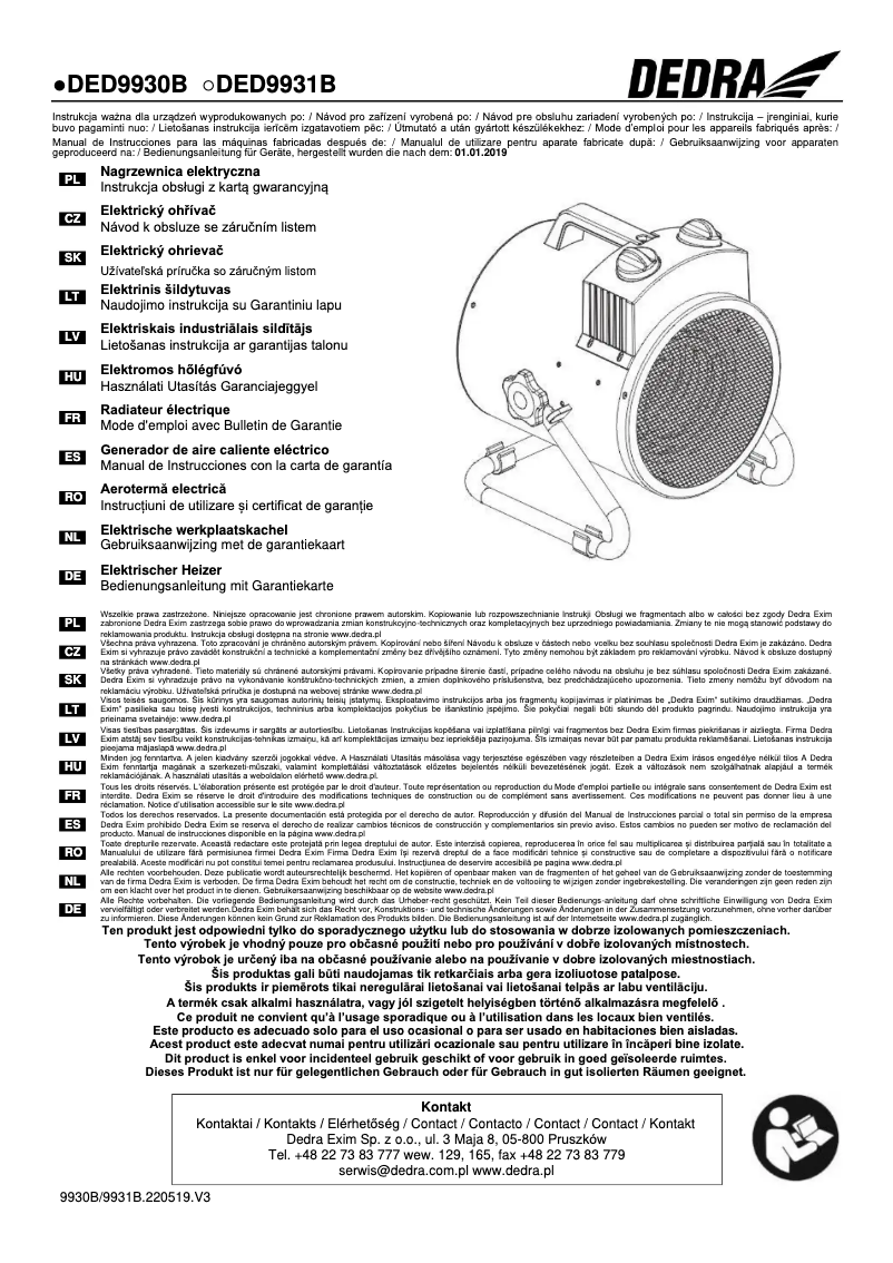 Image de la première page du manuel de l'appareil DED9930B