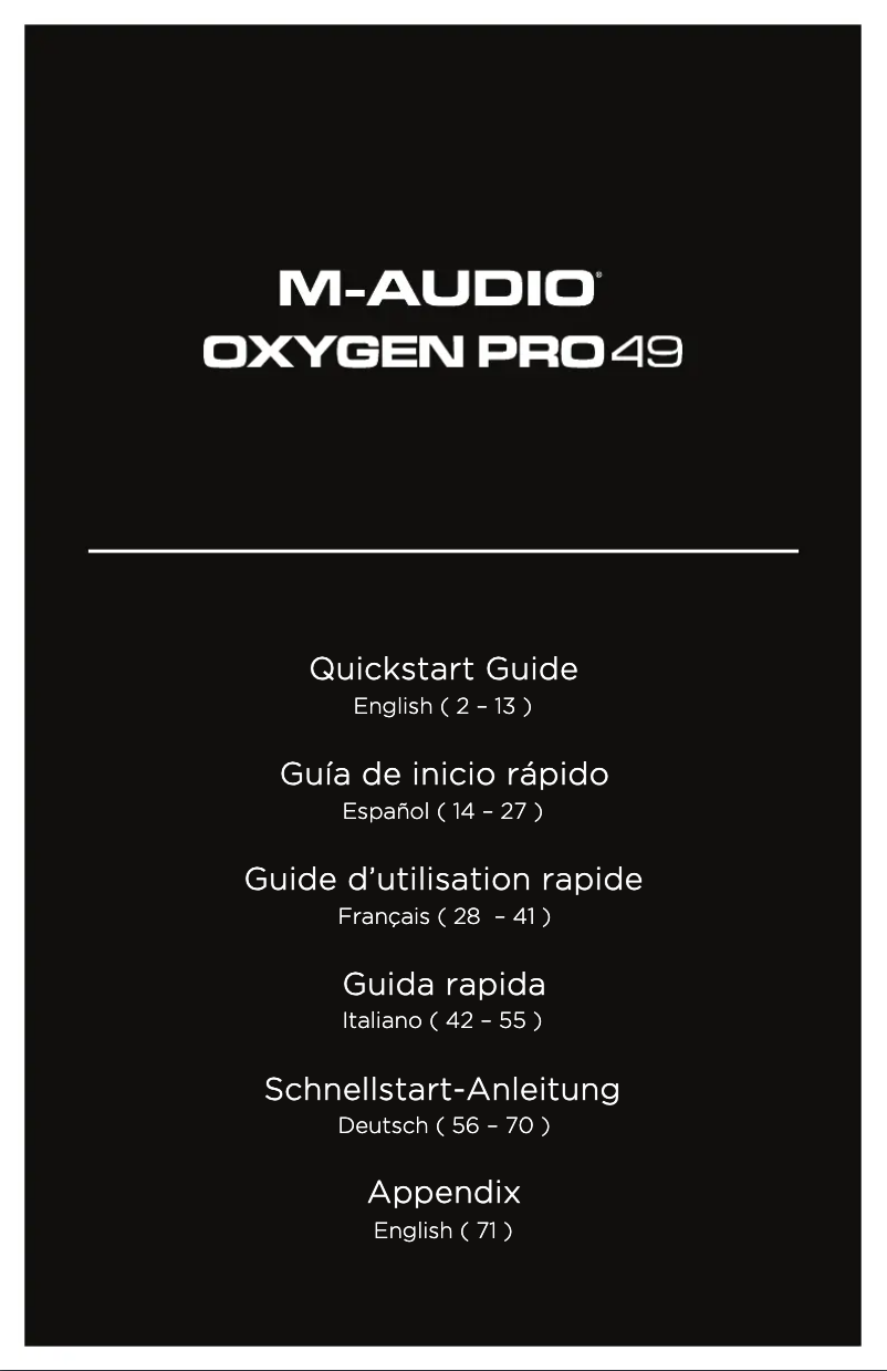 Page 1 de la notice Manuel utilisateur M-Audio Oxygen Pro 49