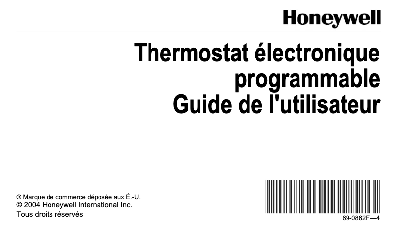 Page n°1 - Manuel utilisateur Honeywell T8112D