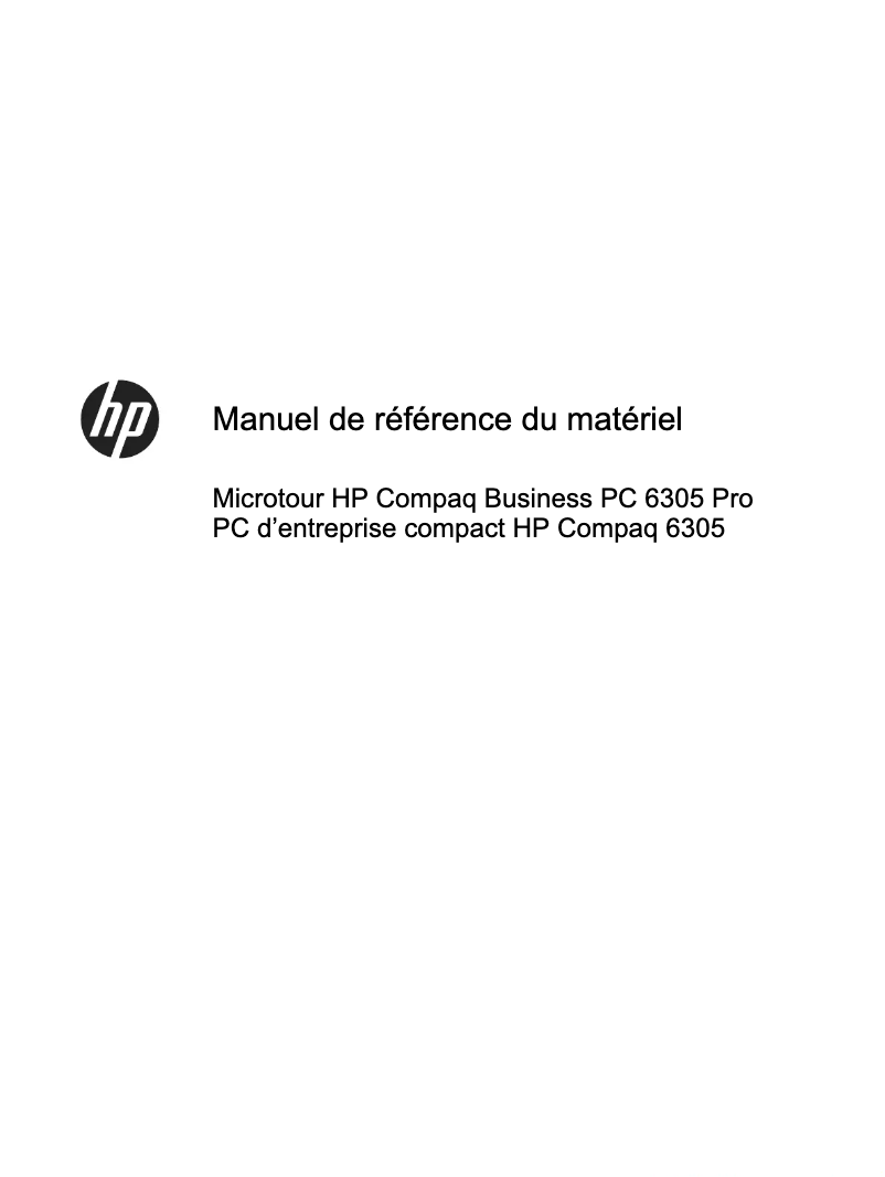 Image de la première page du manuel de l'appareil Compaq Pro 6305