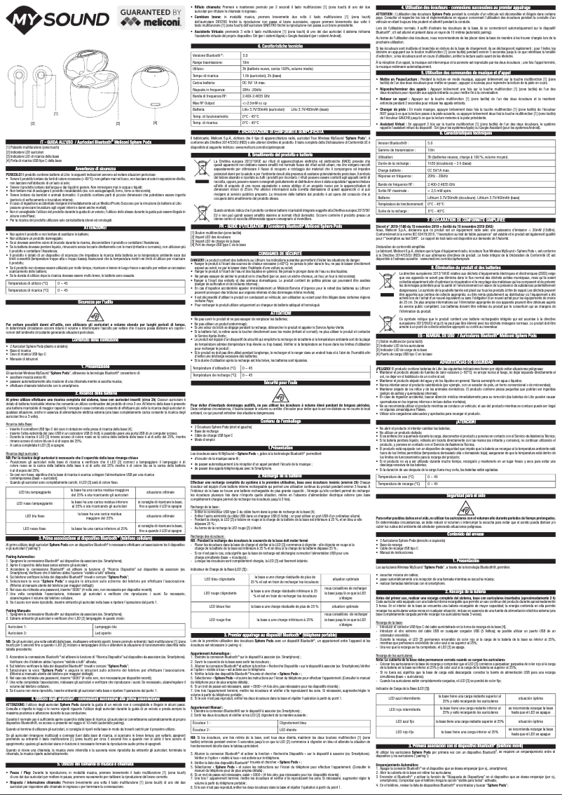 Image de la première page du manuel de l'appareil MySound Sphere Pods