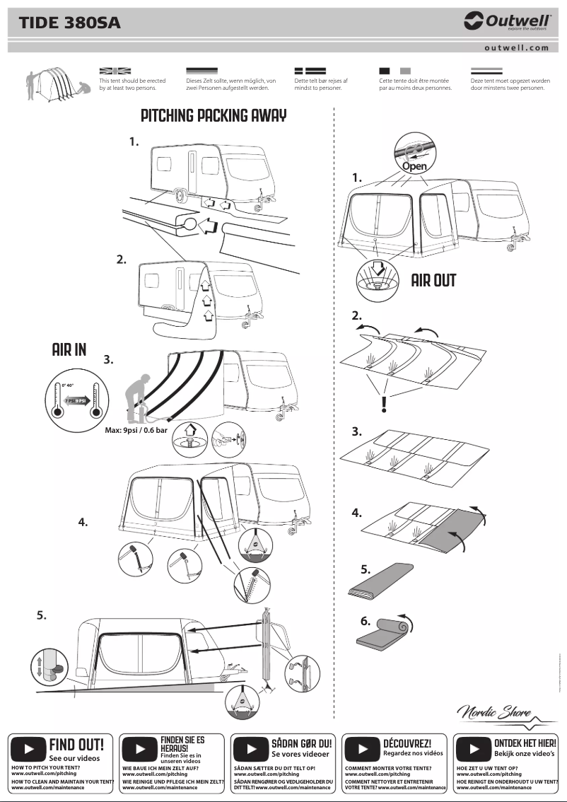 Page 1 de la notice Manuel utilisateur Outwell Tide 380SA