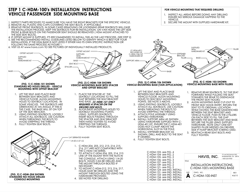 Page n°1 - Manuel utilisateur Havis PKG-PSM-240