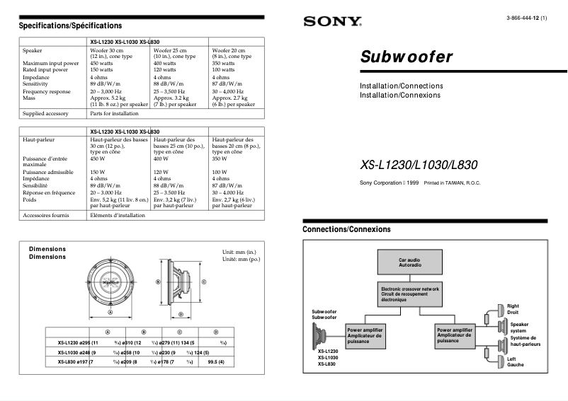 Page n°1 - Guide d'installation Sony XS-L830