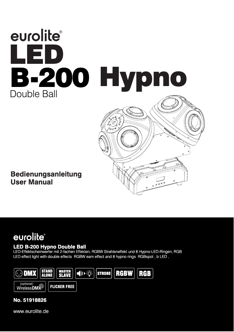 Page n°1 - Fiche technique Eurolite LED B-200 Hypno