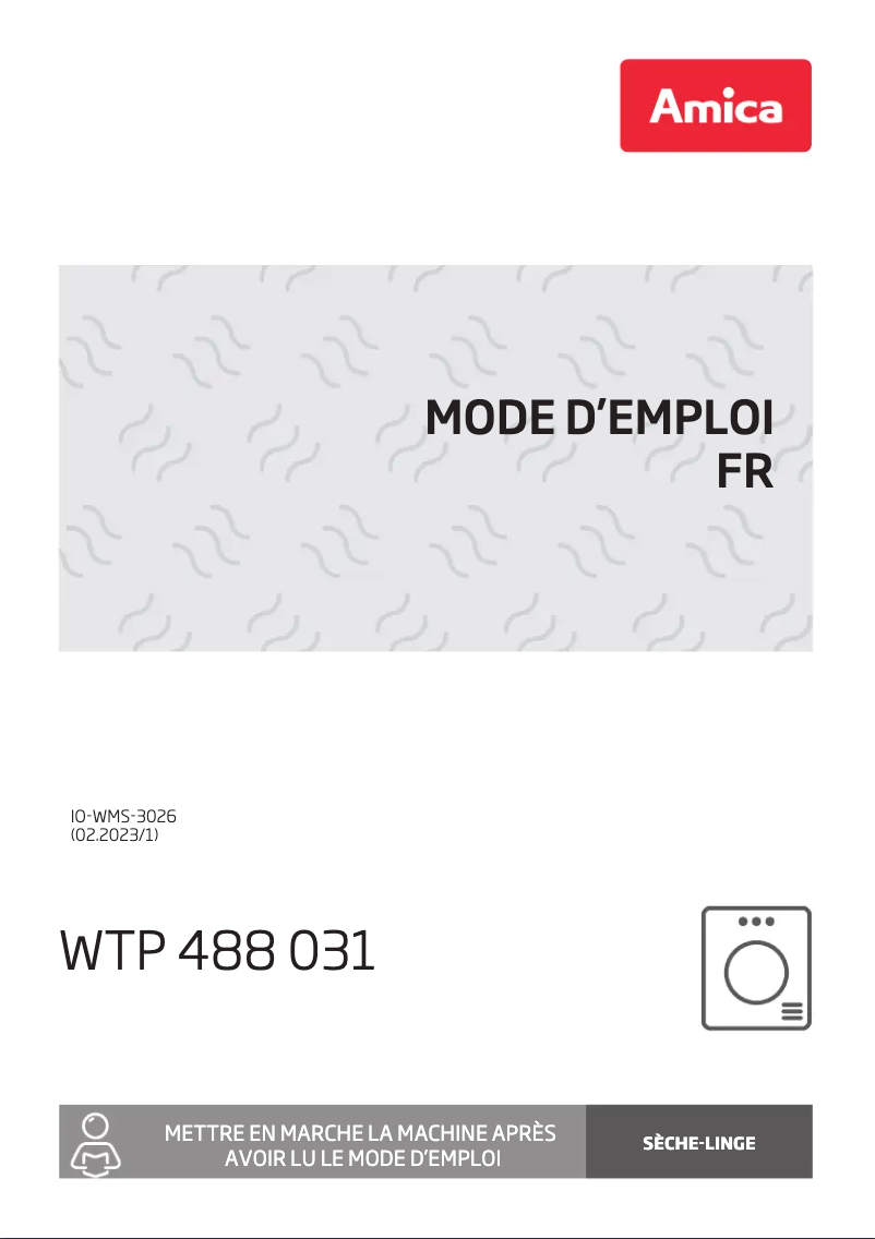 Page 1 de la notice Manuel utilisateur Amica WTP 488 031