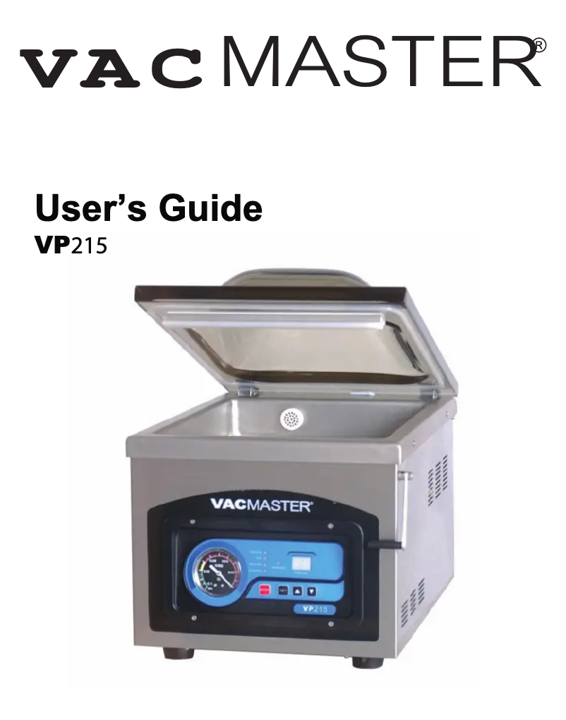 Page n°1 - Manuel utilisateur Vacmaster VP215