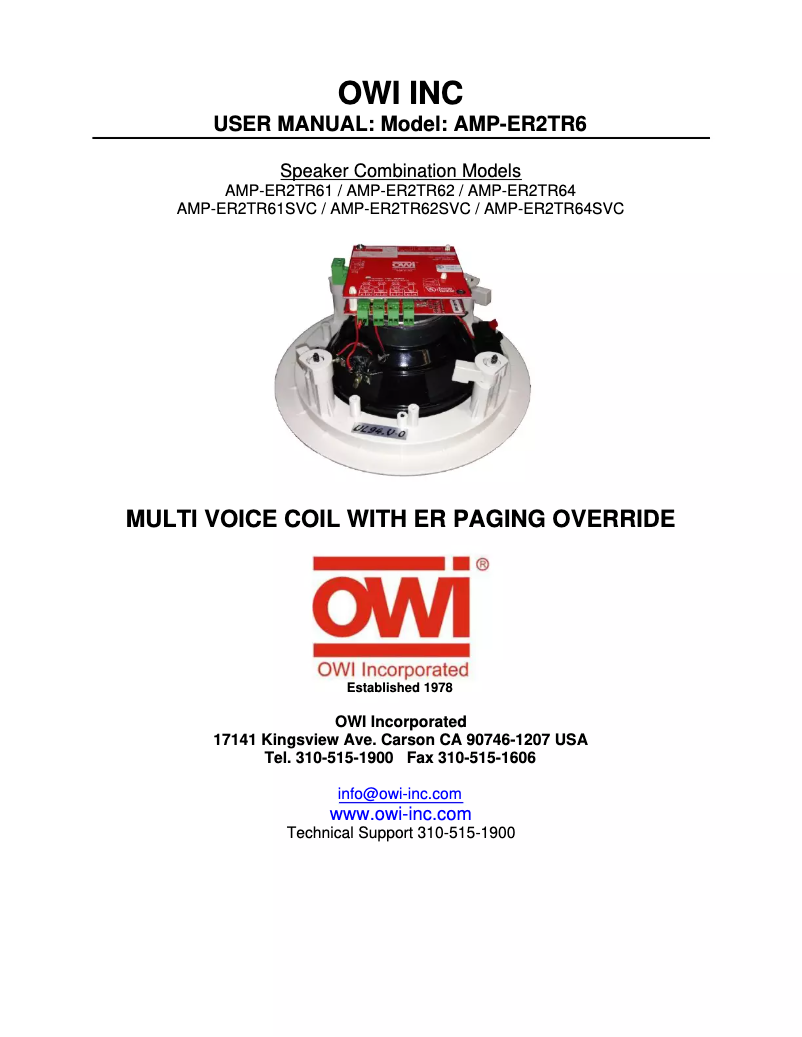 Page n°1 - Manuel utilisateur OWI AMP-ER2TR64