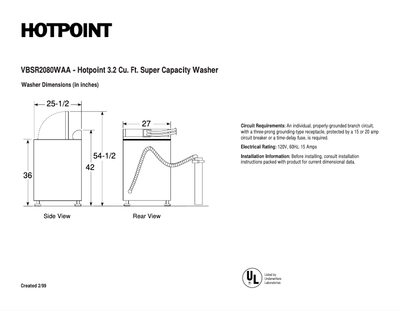 Image de la première page du manuel de l'appareil VBSR2080WAA
