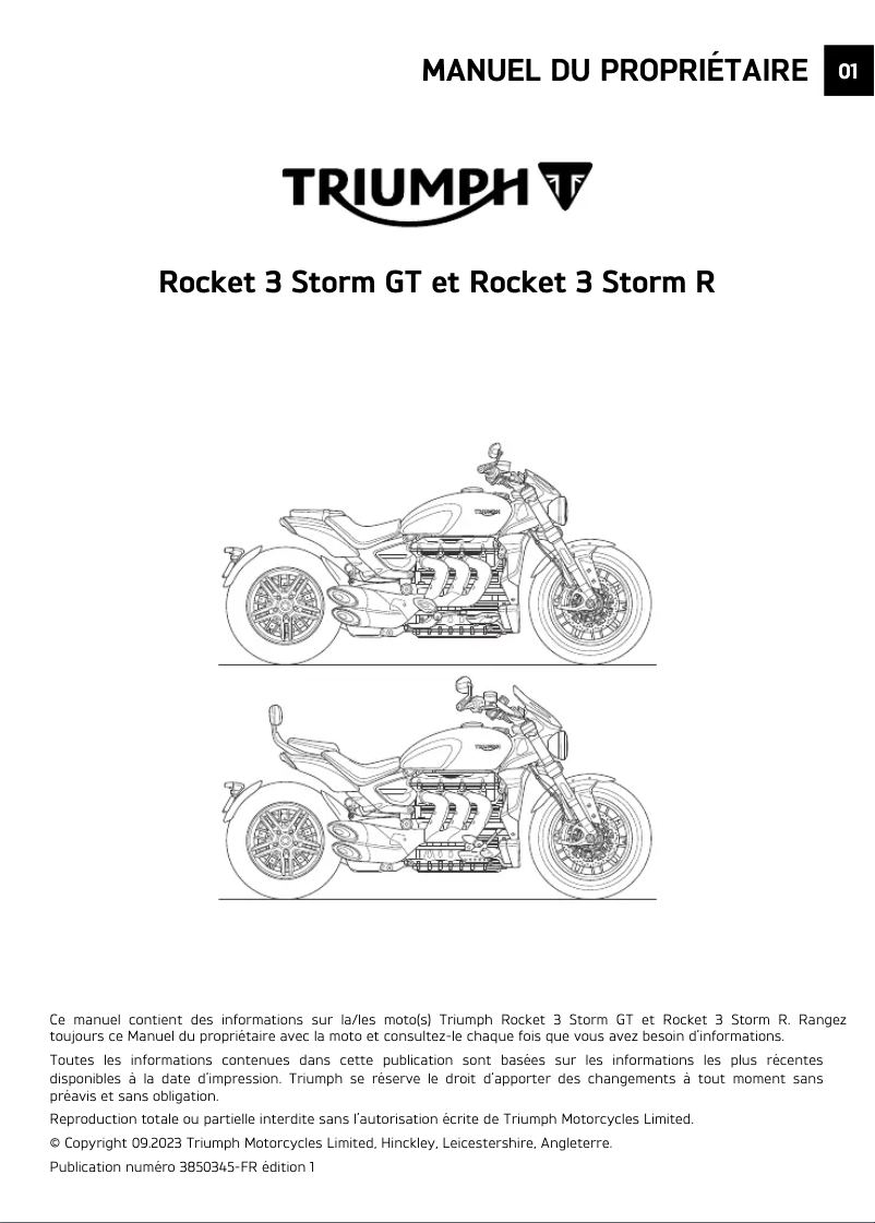 Page n°1 - Manuel utilisateur Triumph Rocket 3 Storm GT (2025)