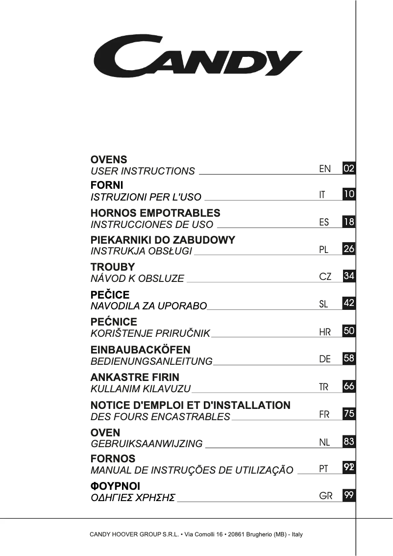 Page n°1 - Manuel utilisateur Candy FCXP613X/E