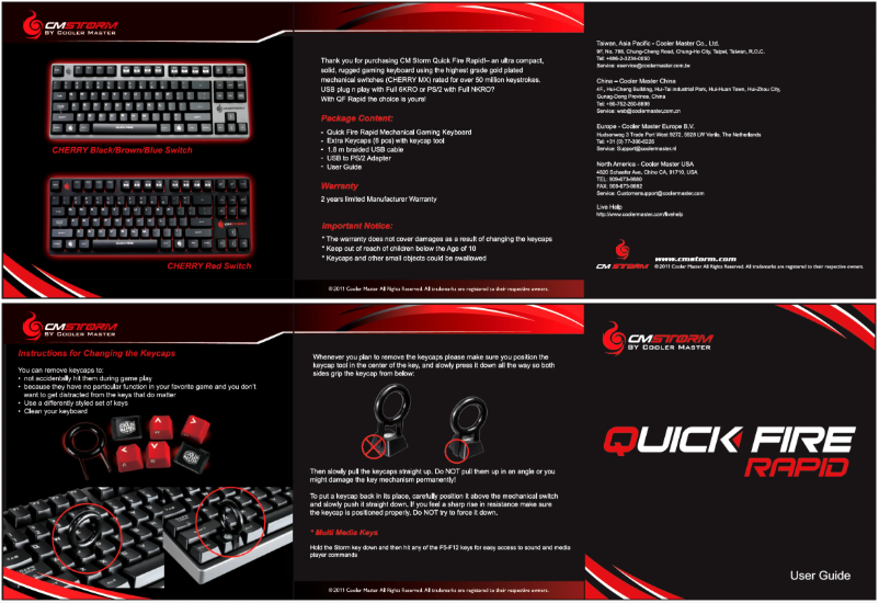 Imagen de la primera página del manual del dispositivo CM Storm QuickFire Rapid