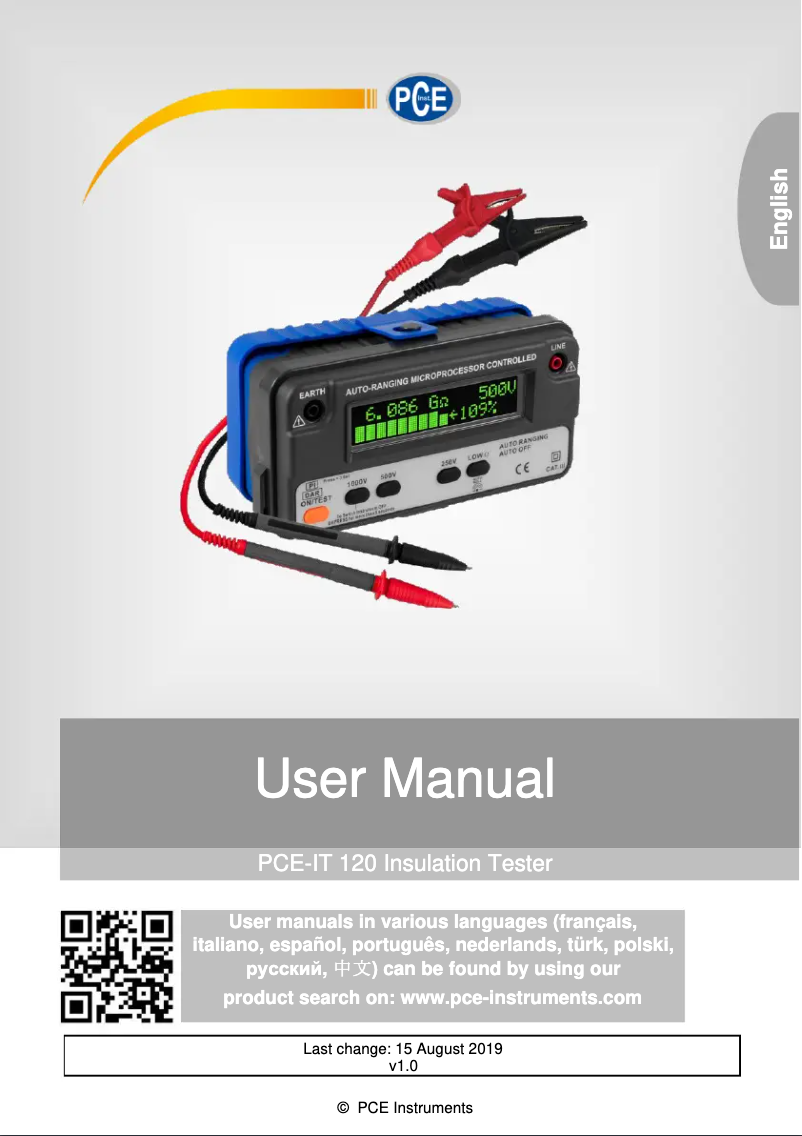Page n°1 - Manuel utilisateur PCE Instruments PCE-IT 120