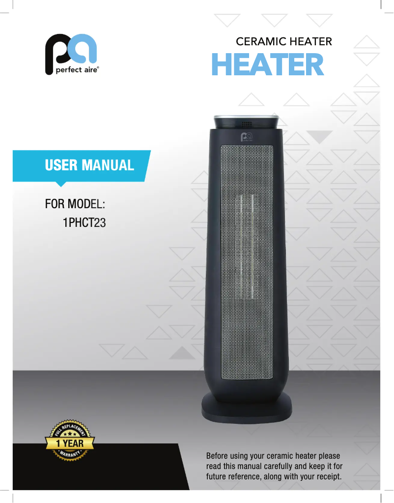 Page 1 de la notice Manuel utilisateur Perfect Aire 1PHCT23