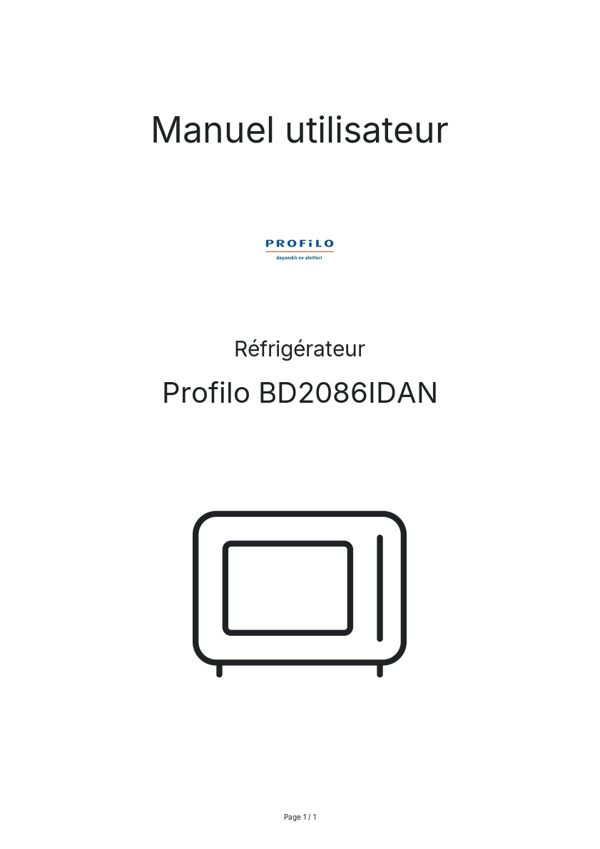 Image de la première page du manuel de l'appareil BD2086IDAN