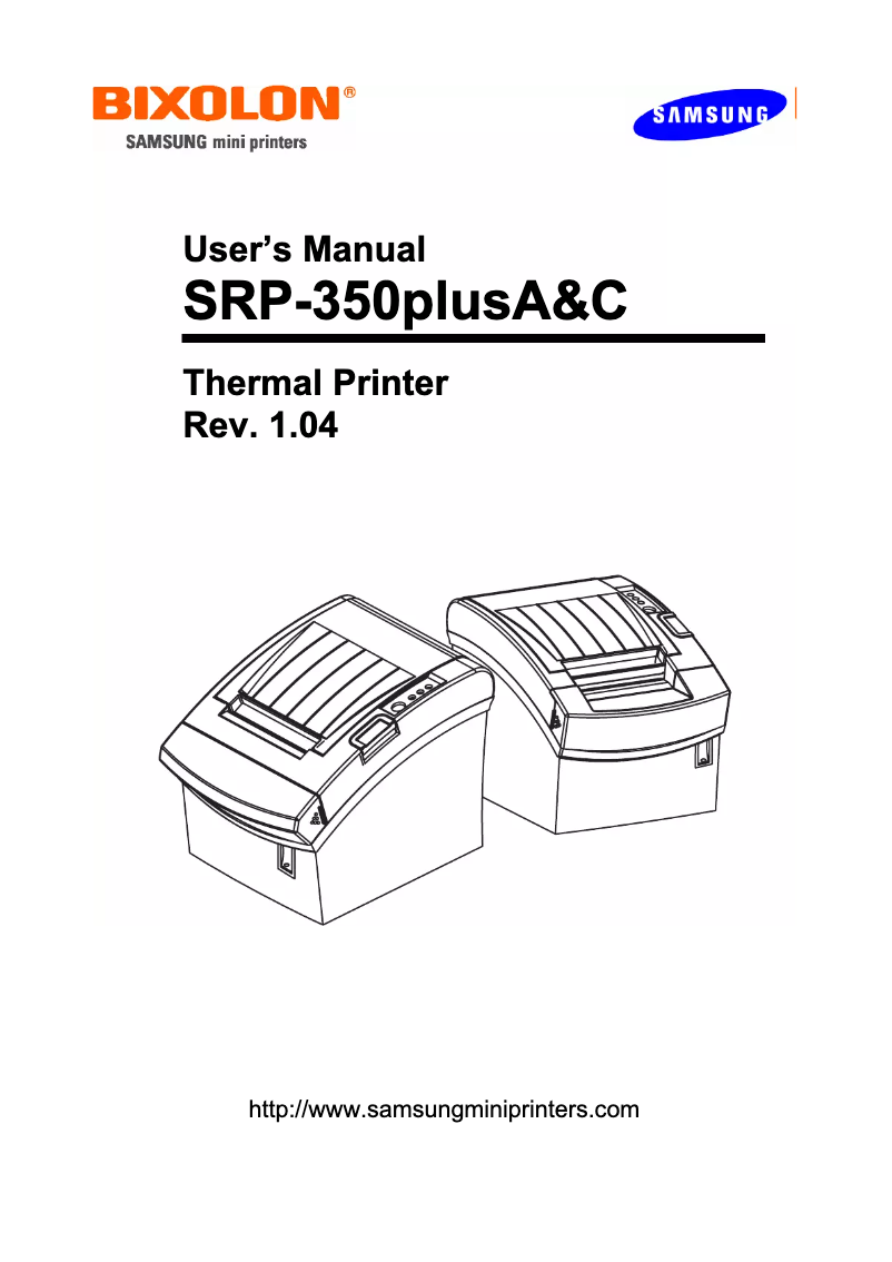 Page 1 de la notice Manuel utilisateur Bixolon SRP-350COPG