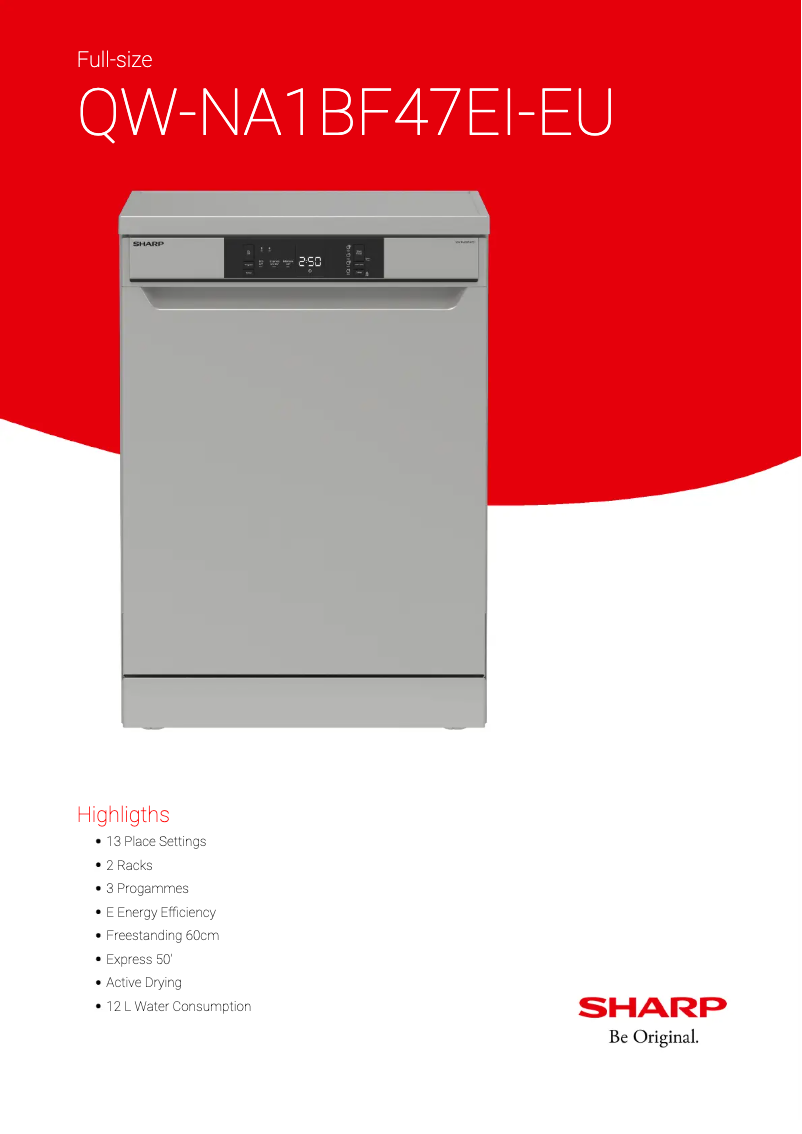 Page 1 de la notice Fiche technique Sharp QW-NA1BF47EI