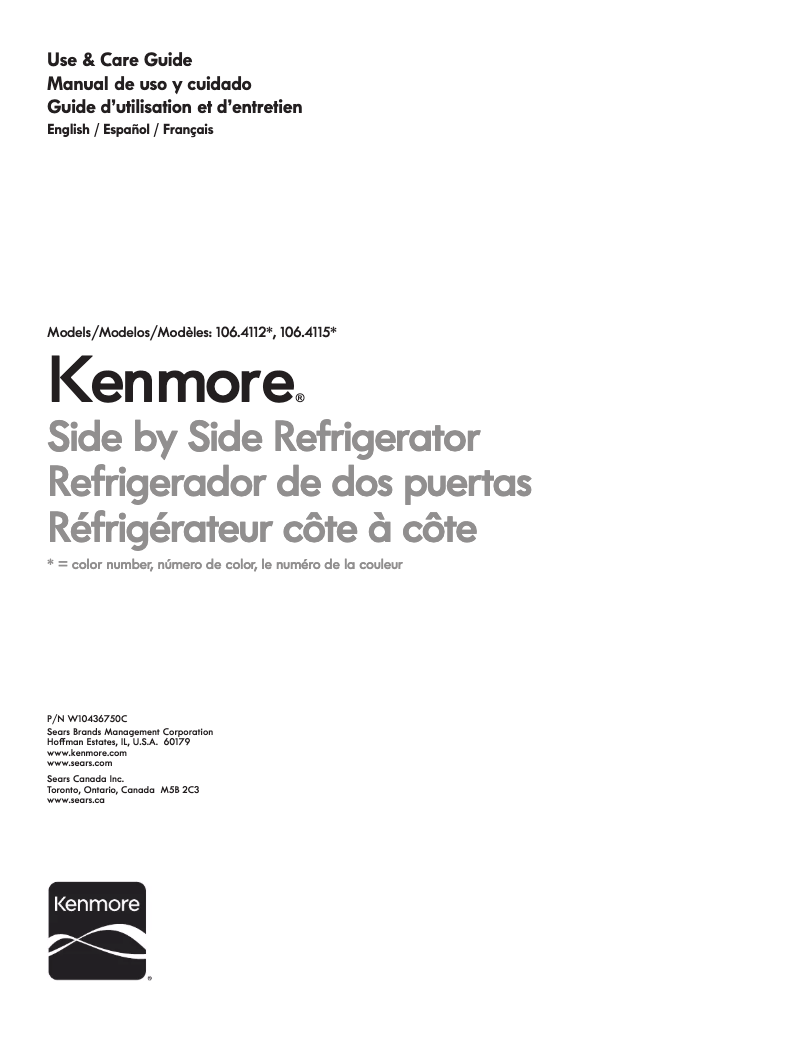 Page 1 de la notice Manuel utilisateur Kenmore 106.41133