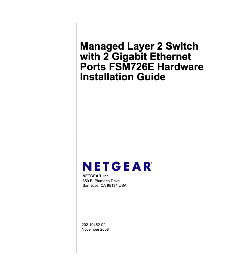 Page n°1 - Guide d'installation Netgear FSM726E