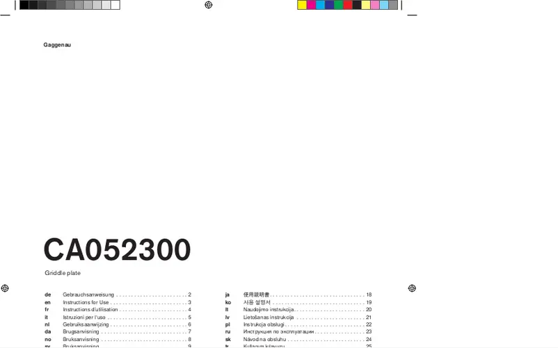 Page 1 de la notice Manuel utilisateur Gaggenau CA052300