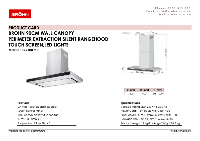 Page 1 de la notice Fiche technique Bröhn BRR108900