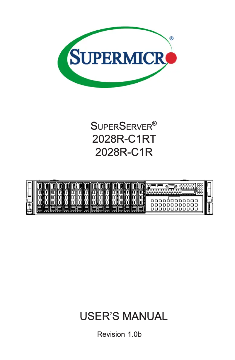Image de la première page du manuel de l'appareil SuperServer 2028R-C1R
