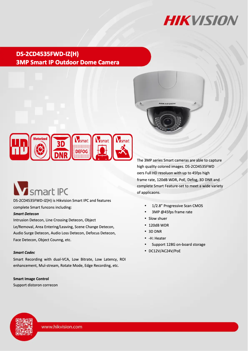 Page n°1 - Brochure Hikvision DS-2CD4535FWD-IZH8