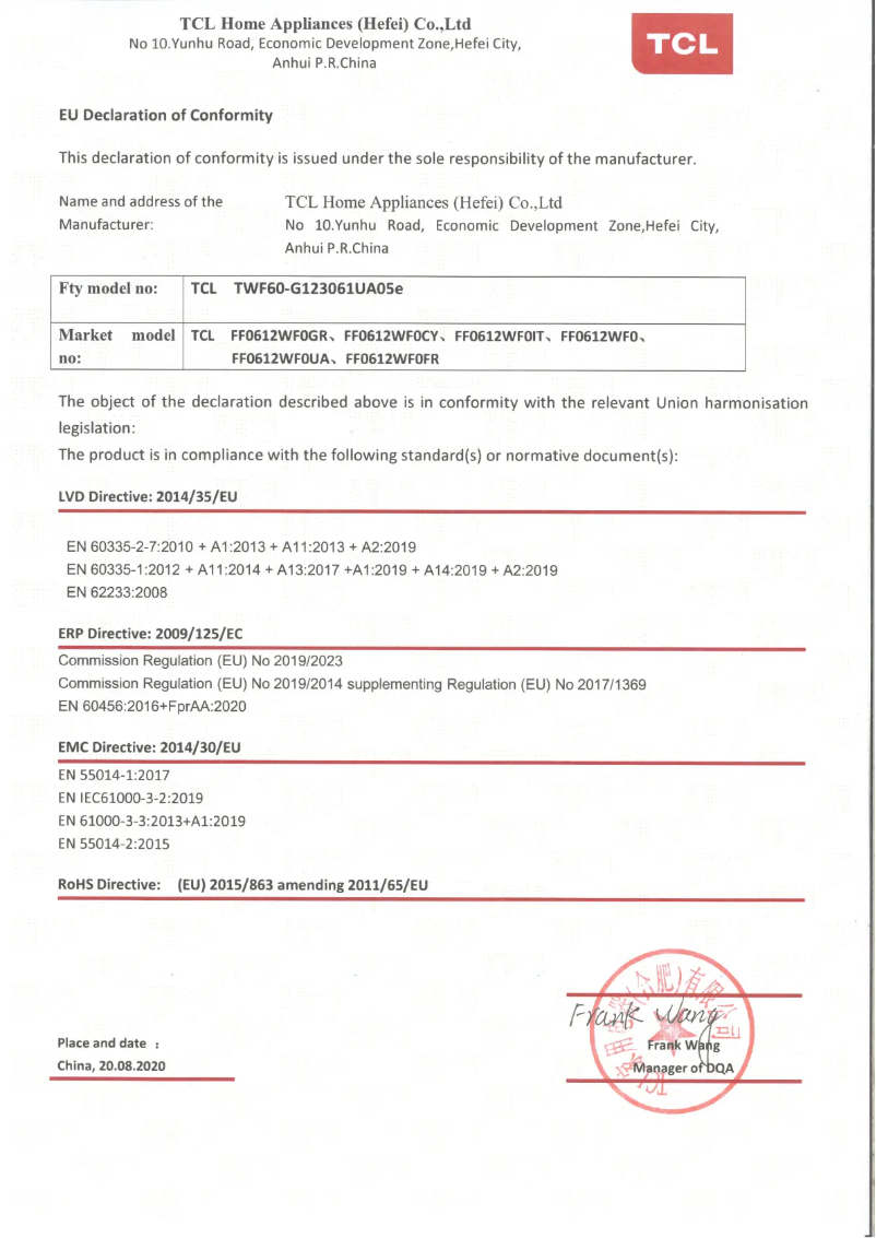 Image de la première page du manuel de l'appareil FF0612WD0