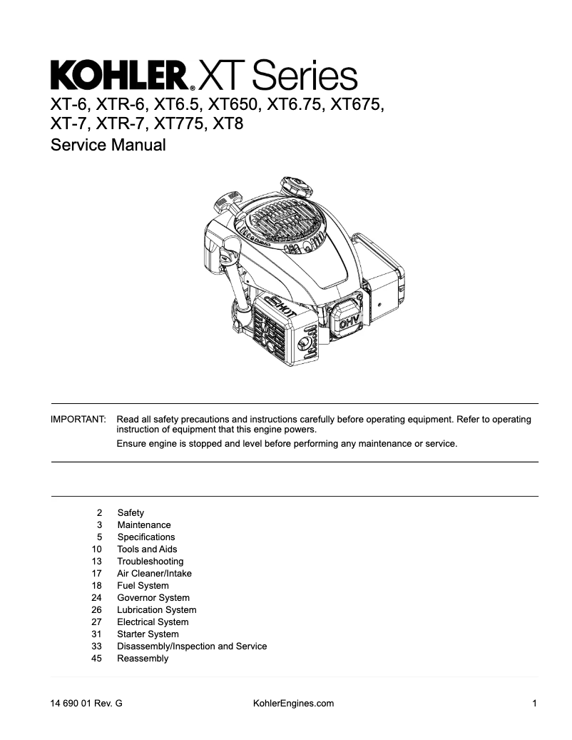 Imagen de la primera página del manual del dispositivo XT650