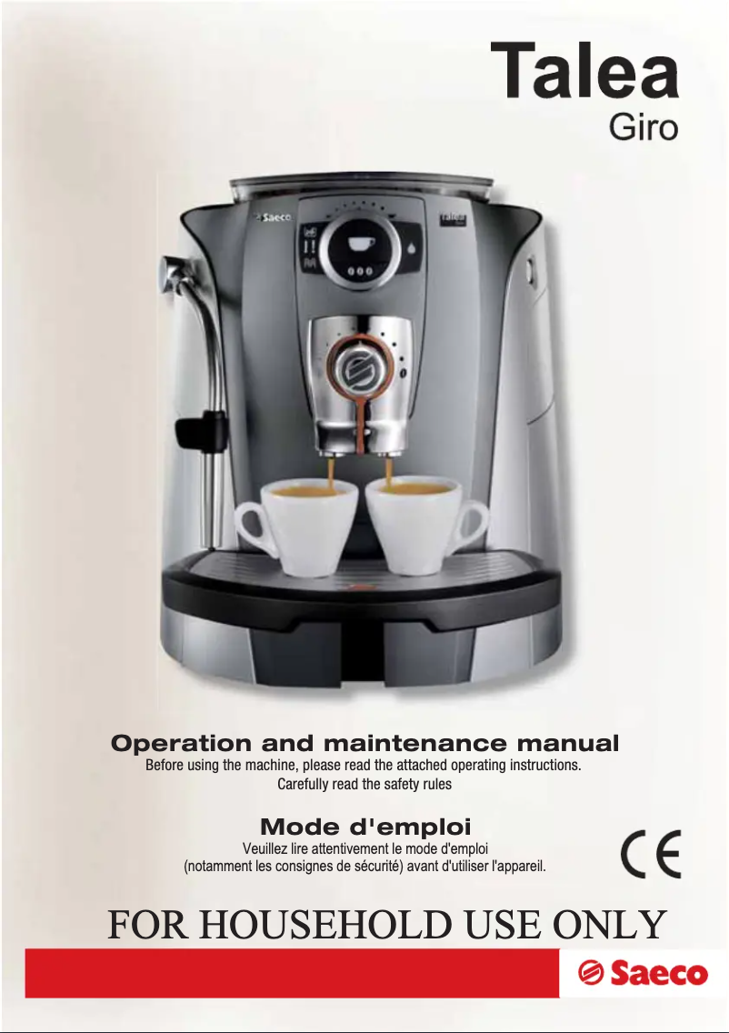 Image de la première page du manuel de l'appareil Saeco Talea Giro