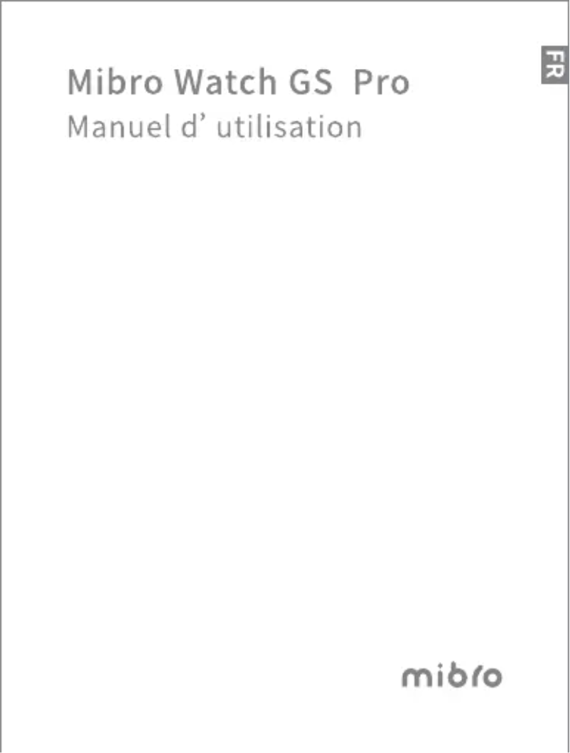 Page 1 de la notice Manuel utilisateur Mibro GS Pro