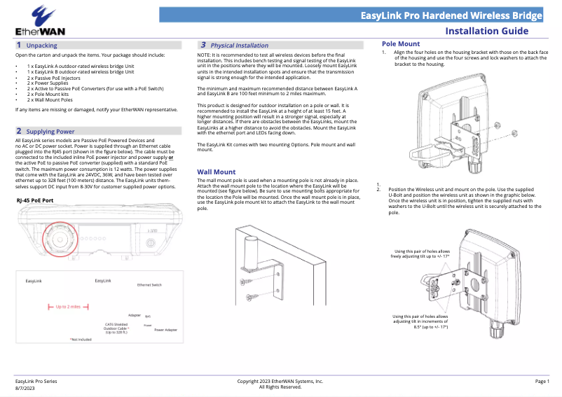 Page 1 de la notice Manuel utilisateur EtherWAN EasyLink Pro