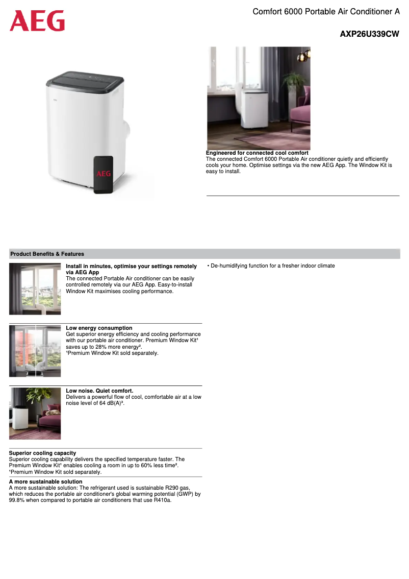 Página 1 del manual Ficha técnica AEG AXP26U339CW