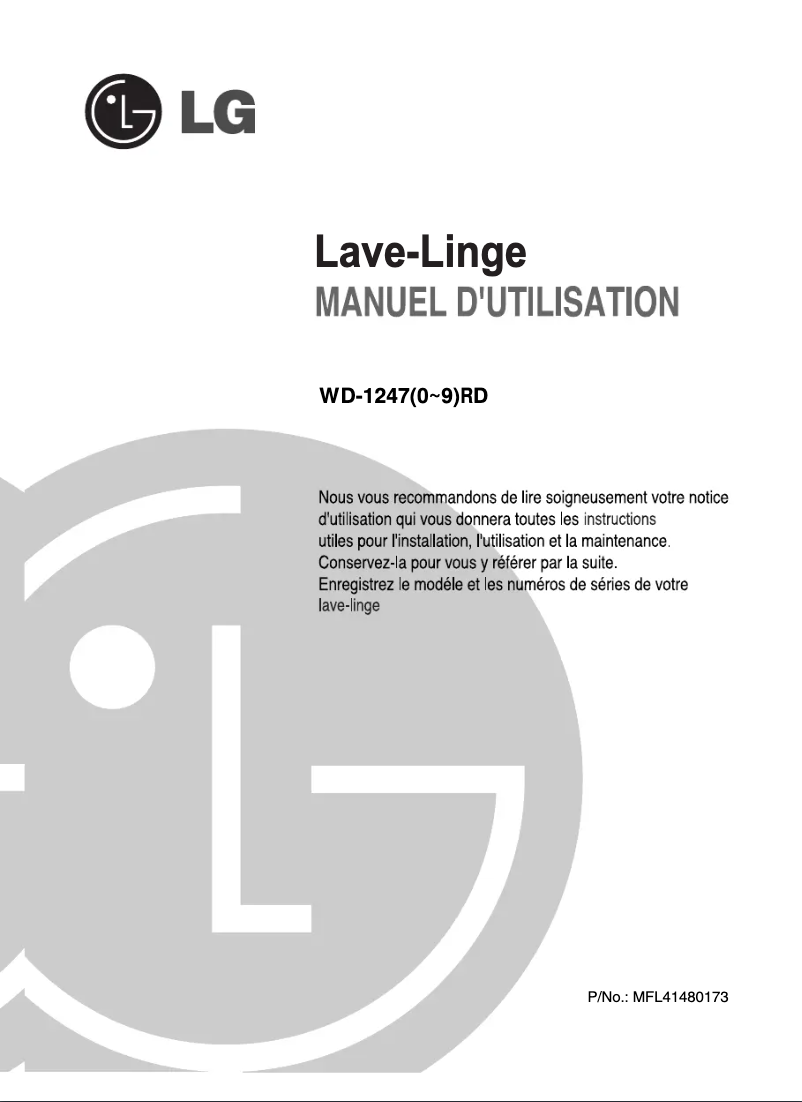Page n°1 - Manuel utilisateur LG WD-12475RD