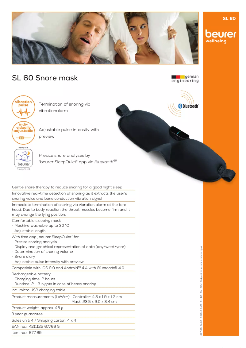 Page 1 de la notice Fiche technique Beurer SL 60