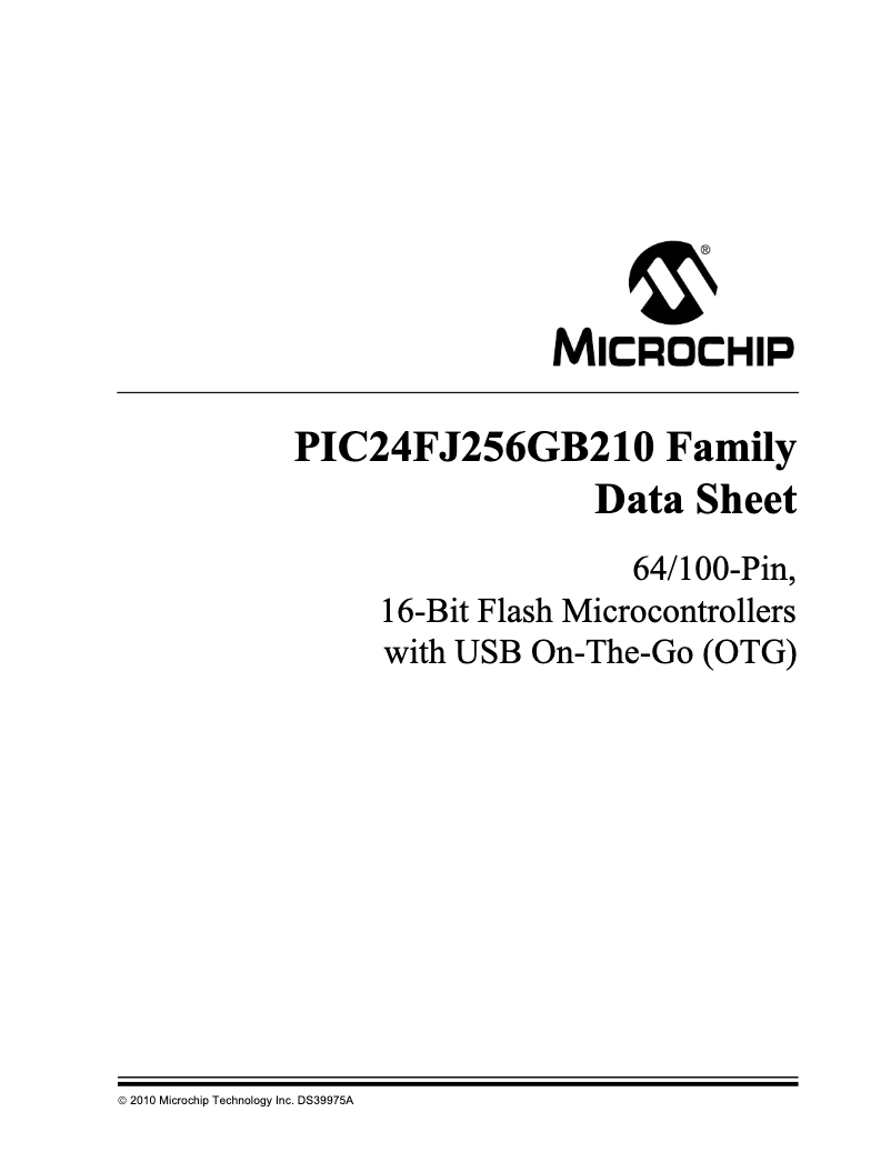 Página 1 del manual Ficha técnica Microchip PIC24FJ256GB206