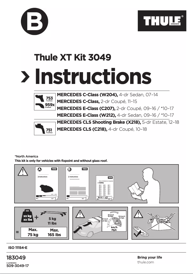 Page 1 de la notice Manuel utilisateur Thule XT Kit 3049