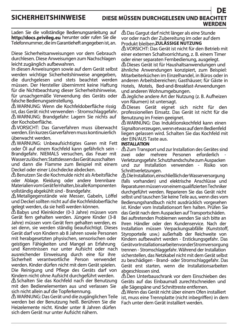 Page 1 de la notice Manuel utilisateur Privileg PC 35S77 AL