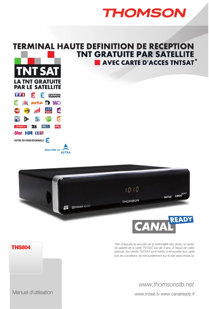 Page 1 de la notice Manuel utilisateur Thomson THS804