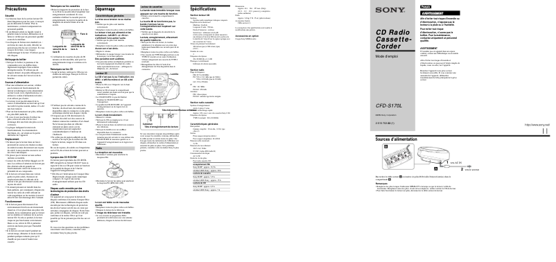 Page 1 de la notice Manuel utilisateur Sony CFD-S170L