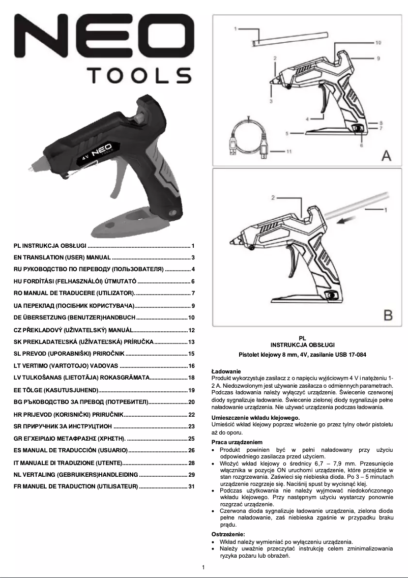 Page n°1 - Manuel utilisateur Neo 17-084