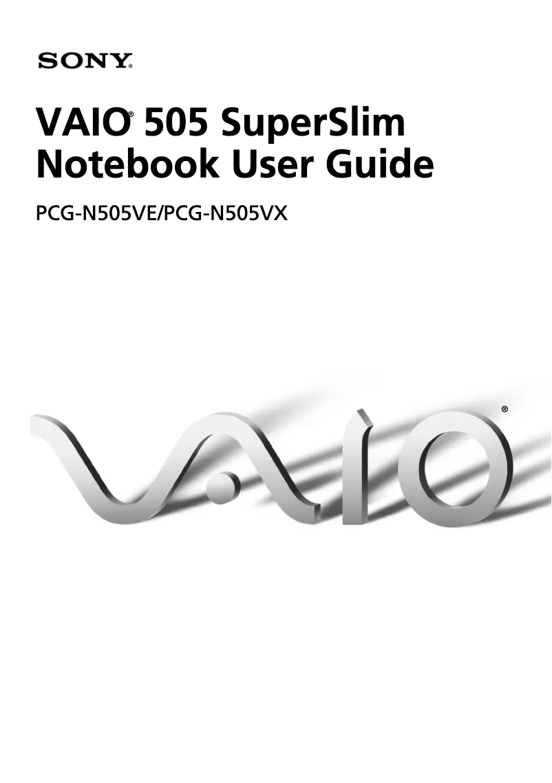 Page 1 de la notice Manuel utilisateur Sony Vaio PCG-N505VX