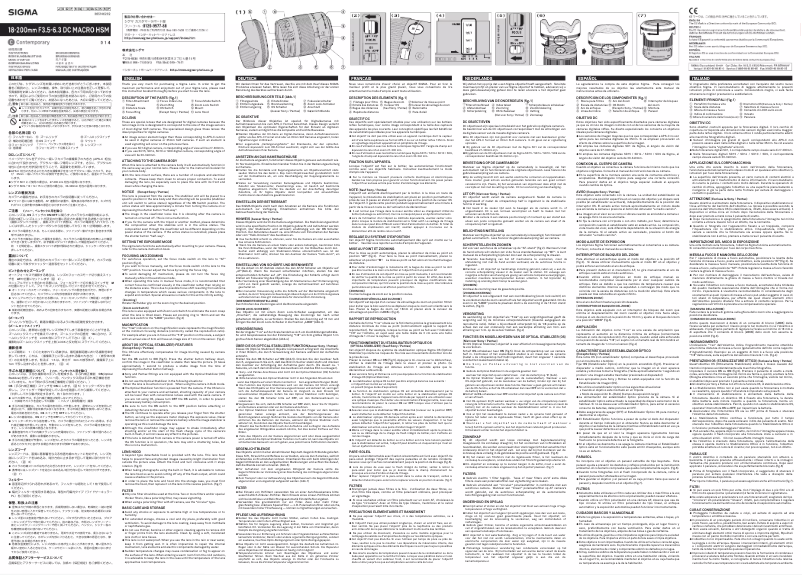 Page 1 de la notice Manuel utilisateur Sigma 18-200mm F3.5-6.3 DC MACRO OS HSM