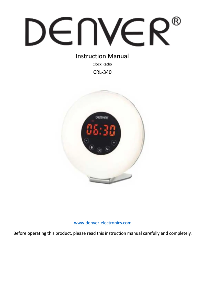 Page 1 of the manual User Manual Denver CRL-340